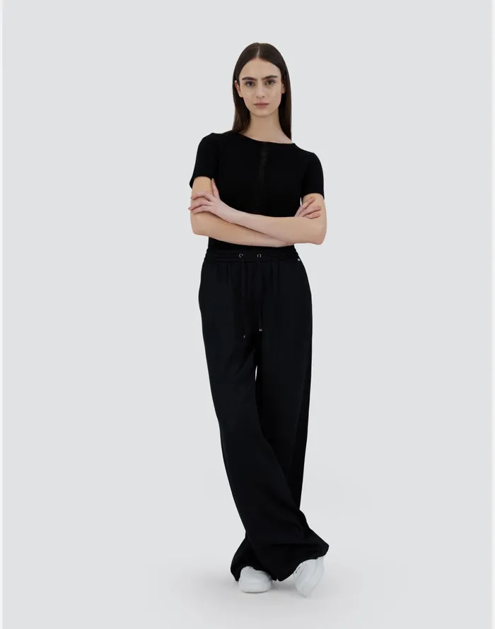 Herno TROUSERS IN NEW SATIN EFFECT Black Women Trousers