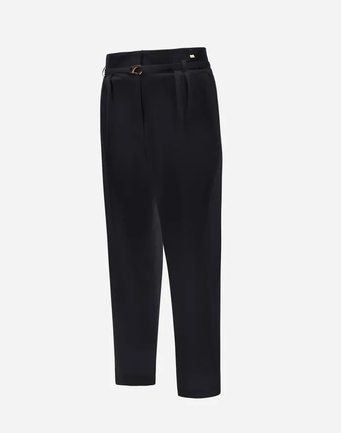 Herno TROUSERS IN STRUCTURED NYLON Black Women Trousers