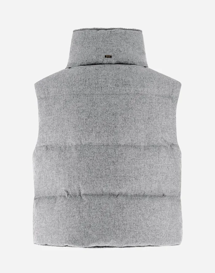 Herno VEST IN CASHMERE SILK AND NEW LADY FAUX FUR Light Grey Women Vests