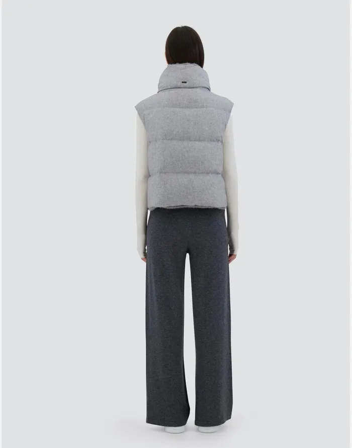 Herno VEST IN CASHMERE SILK AND NEW LADY FAUX FUR Light Grey Women Vests