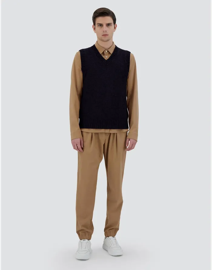 Herno VEST IN PLAINALPACA WOOL Navy Blue Men Knitwear