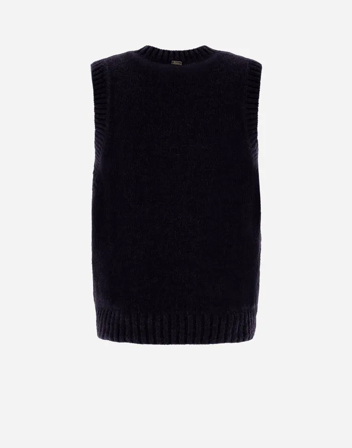 Herno VEST IN PLAINALPACA WOOL Navy Blue Men Knitwear