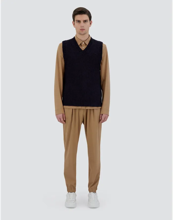 Herno VEST IN PLAINALPACA WOOL Navy Blue Men Knitwear