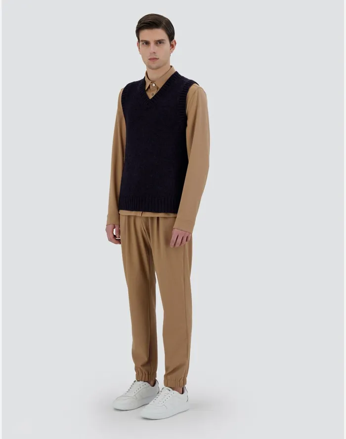 Herno VEST IN PLAINALPACA WOOL Navy Blue Men Knitwear