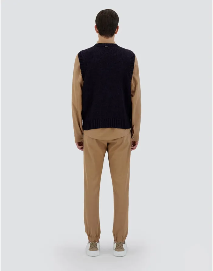 Herno VEST IN PLAINALPACA WOOL Navy Blue Men Knitwear