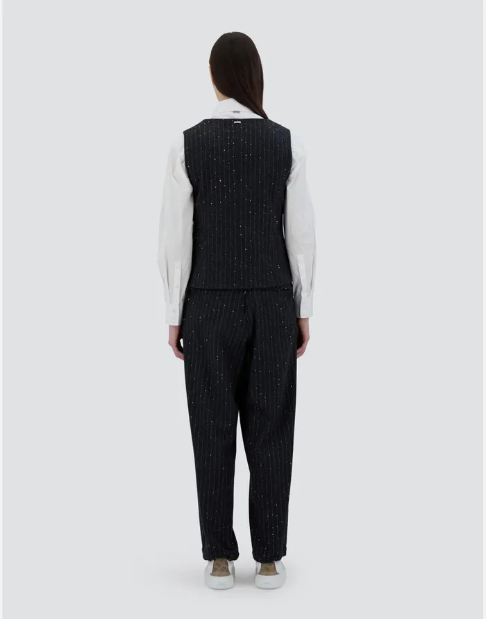 Herno VEST IN TWINKLE PINSTRIPED Grey Women Vests