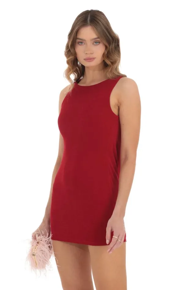 High Neck Open Back Dress Red Women LUCY IN THE SKY Mini Dresses High Neck Open Back Dress Red Women LUCY IN THE SKY Mini Dresses
