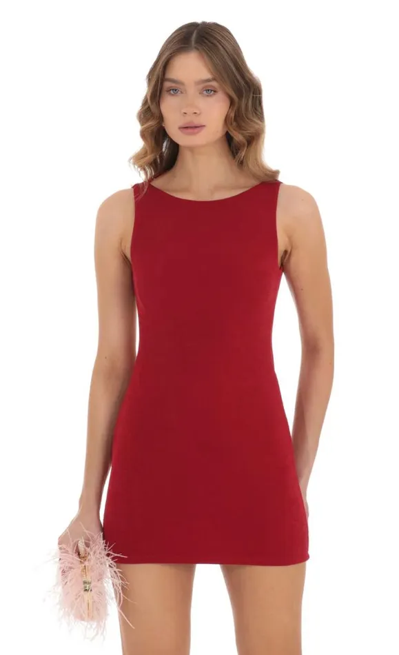 High Neck Open Back Dress Red Women LUCY IN THE SKY Mini Dresses High Neck Open Back Dress Red Women LUCY IN THE SKY Mini Dresses