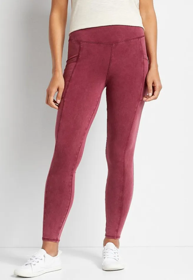 High Rise Red Mineral Wash Effortless Pocket Legging Women Maurices Bottoms