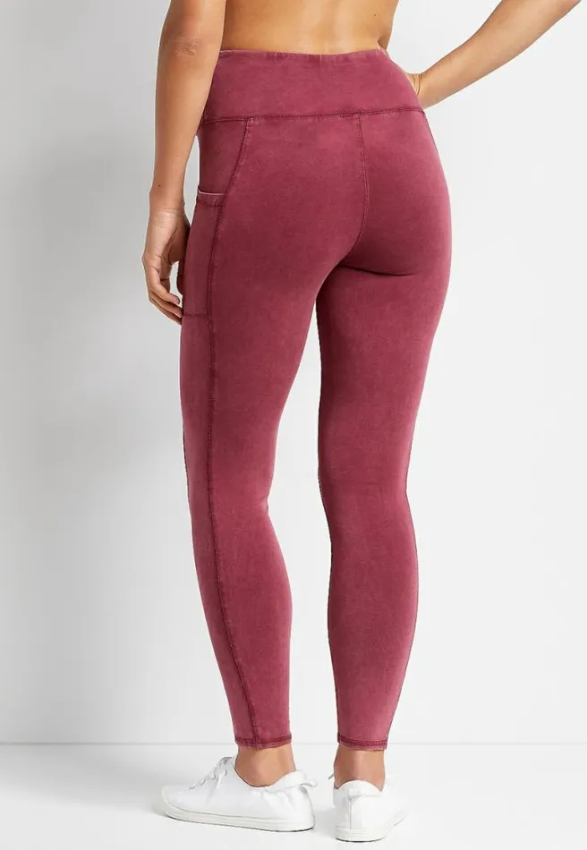 High Rise Red Mineral Wash Effortless Pocket Legging Women Maurices Bottoms