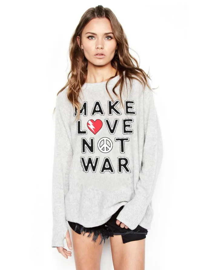 Hollis X Make Love Not War Heather Grey Women Lauren Moshi Sweaters and Knits