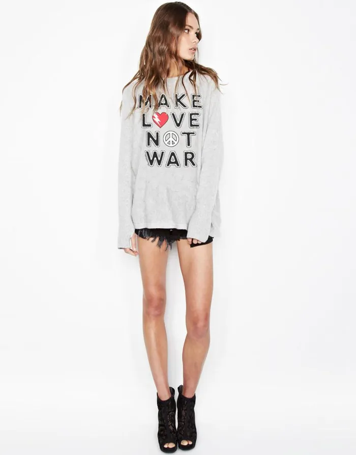 Hollis X Make Love Not War Heather Grey Women Lauren Moshi Sweaters and Knits