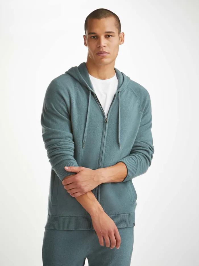 Hooded Tops Men Derek Rose Hoodie Finley Cashmere Teal