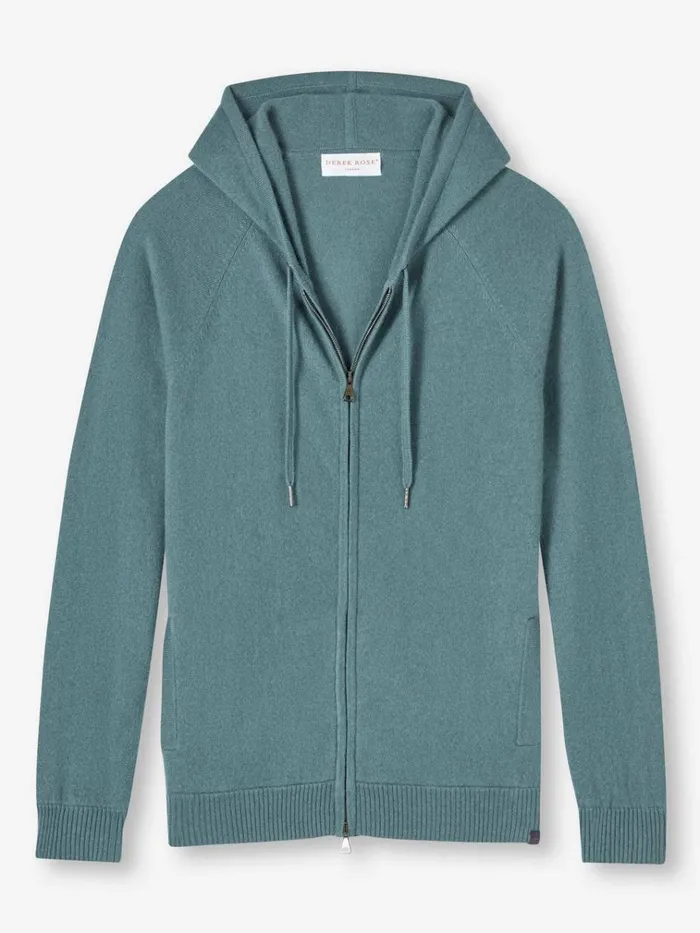 Hooded Tops Men Derek Rose Hoodie Finley Cashmere Teal