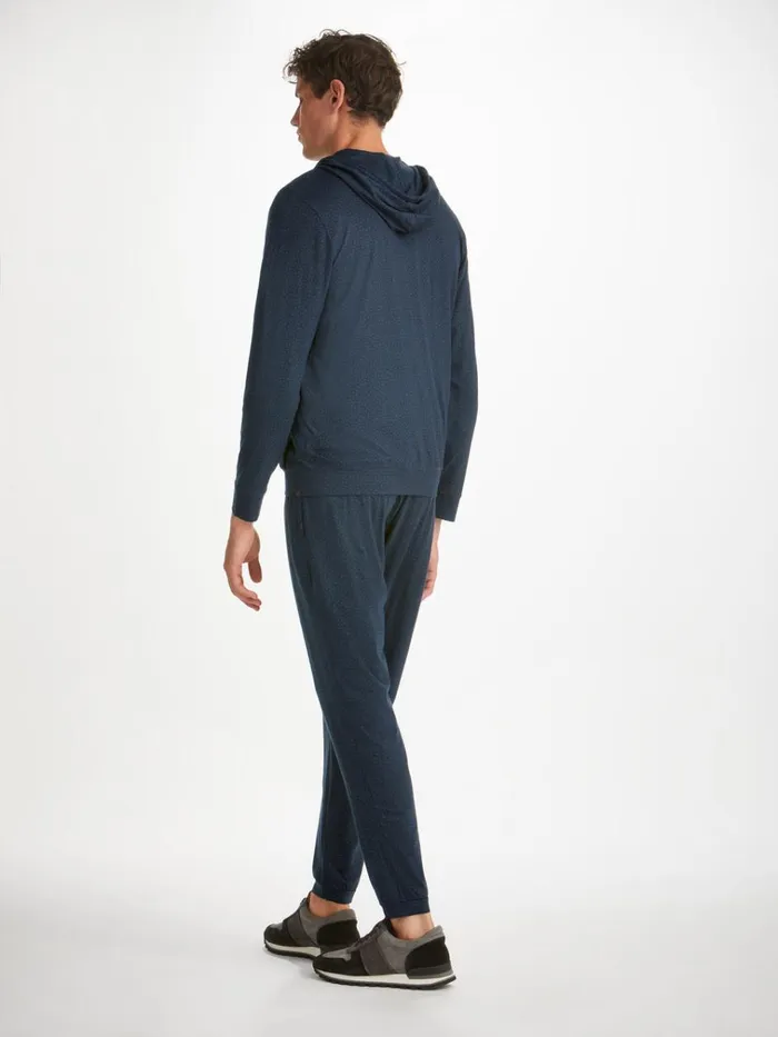 Hooded Tops Men Derek Rose Hoodie London 12 Micro Modal Navy