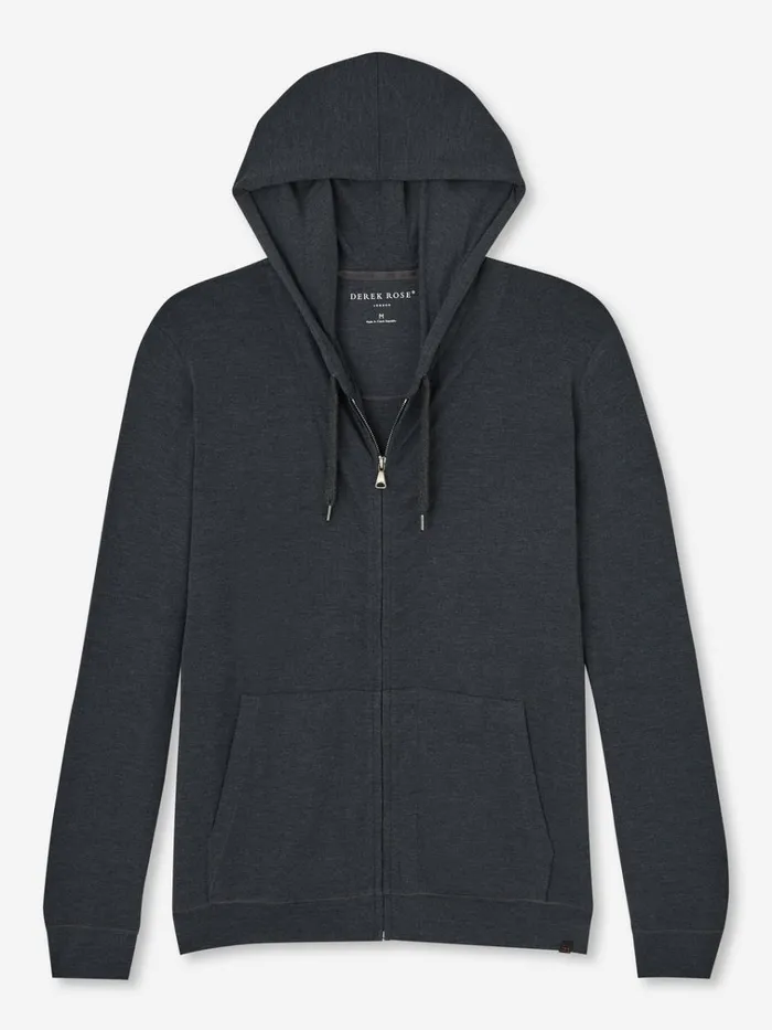 Hooded Tops Men Derek Rose Jersey Hoodie Marlowe Micro Modal Anthracite