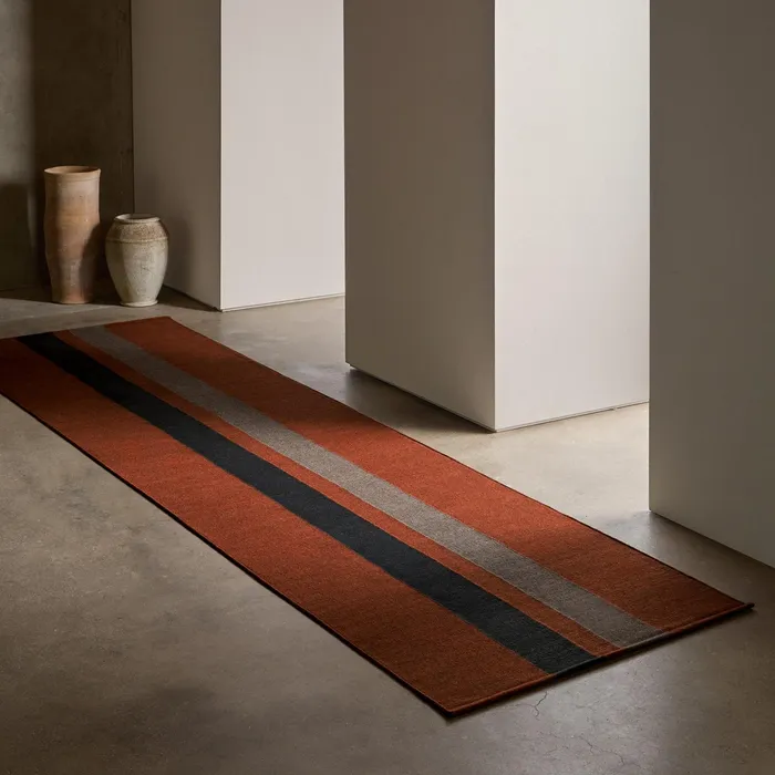 HOUSE James Perse Rugs Runners 35FT X 14FT Double Stripe Runner Ochreblack Marleflint