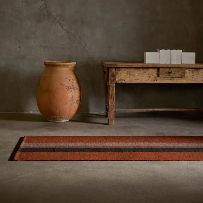 HOUSE James Perse Rugs Runners 35FT X 14FT Double Stripe Runner Ochreblack Marleflint