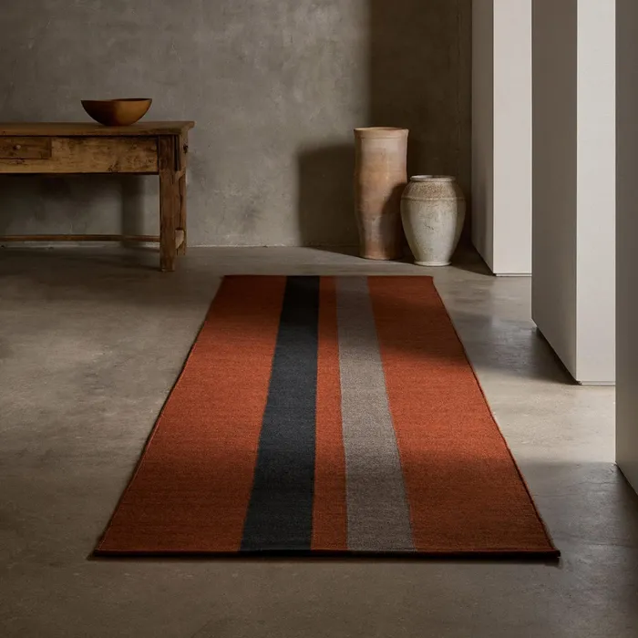 HOUSE James Perse Rugs Runners 35FT X 14FT Double Stripe Runner Ochreblack Marleflint