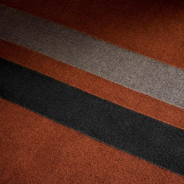 HOUSE James Perse Rugs Runners 35FT X 14FT Double Stripe Runner Ochreblack Marleflint
