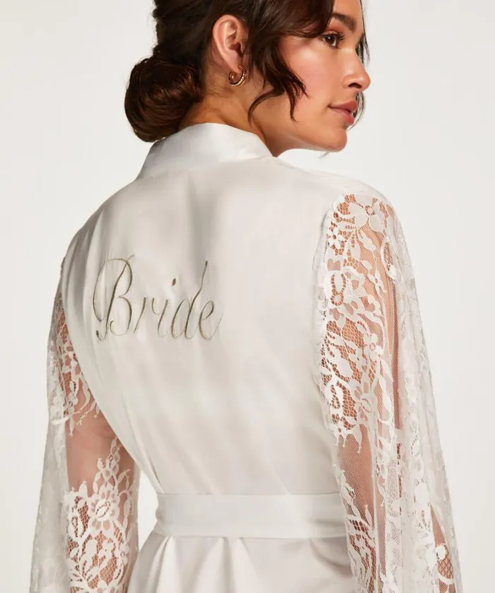 Hunkemller Bride Satin Kimono 8211 White White 8211 Women
