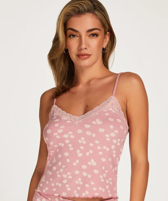 Hunkemller Cami Rib Lace Top 8211 Pink Pink 8211 Women
