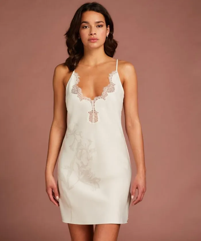Hunkemller Lace Satin Slip Dress 8211 White White 8211 Women