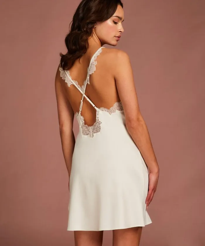 Hunkemller Lace Satin Slip Dress 8211 White White 8211 Women Hunkemller Lace Satin Slip Dress 8211 White White 8211 Women