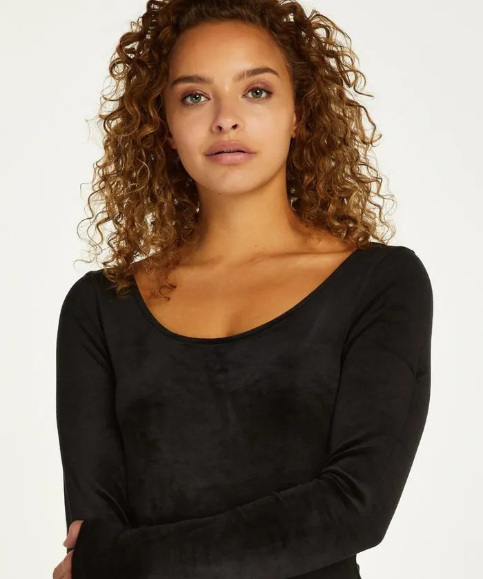 Hunkemller Longsleeveed Velour Bodysuit 8211 Black Black 8211 Women