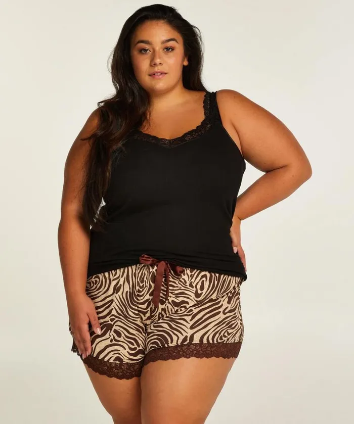 Hunkemller Ribbed Lace Singlet 8211 Black Black 8211 Women