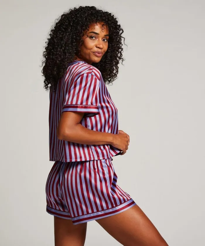 Hunkemller Satin ShortSleeved Jacket 8211 Blue Blue 8211 Women