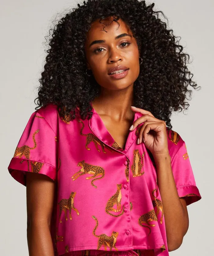 Hunkemller Satin ShortSleeved Jacket 8211 Pink Pink 8211 Women