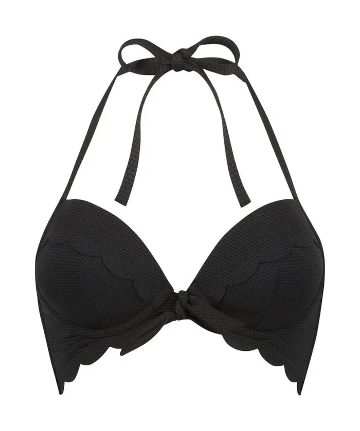 Hunkemller Scallop Pushup Underwired Bikini Top Cup A 8211 E 8211 Black Black 8211 Women Hunkemller Scallop Pushup Underwired Bikini Top Cup A 8211 E 8211 Black Black 8211 Women