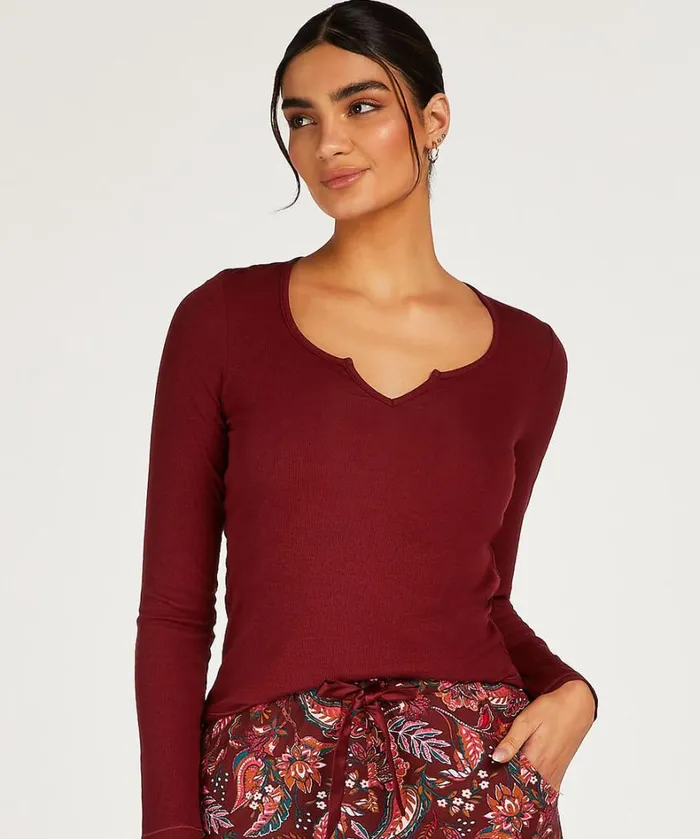 Hunkemller Top Vneck Long Sleeves 8211 Red Red 8211 Women