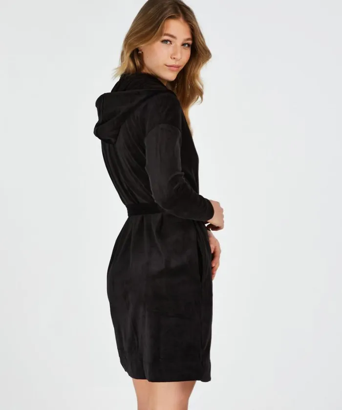 Hunkemller Velours Short Bathrobe 8211 Black Black 8211 Women Hunkemller Velours Short Bathrobe 8211 Black Black 8211 Women
