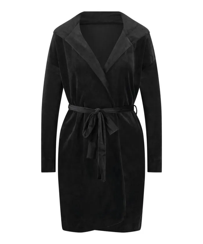 Hunkemller Velours Short Bathrobe 8211 Black Black 8211 Women Hunkemller Velours Short Bathrobe 8211 Black Black 8211 Women