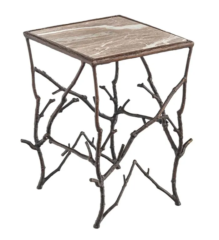 Indoor Living IndoorOutdoor Branchwater Accent Table With Marble Top Plow and Hearth Accent Tables