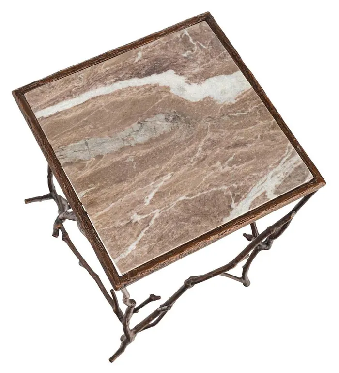 Indoor Living IndoorOutdoor Branchwater Accent Table With Marble Top Plow and Hearth Accent Tables
