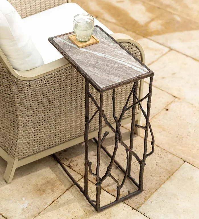 Indoor Living IndoorOutdoor Branchwater PullUp Table With Marble Top Plow and Hearth Accent Tables