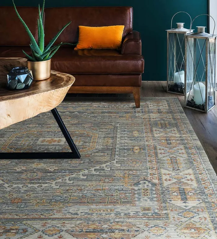 Indoor Living Strassburg Border Easy Care Polyester Rug Plow and Hearth Home Office