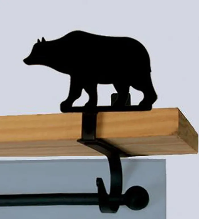 Indoor Living UsaMade Wrought Iron Curtain Shelf Brackets 8211 Bear Plow and Hearth Bath Accessories