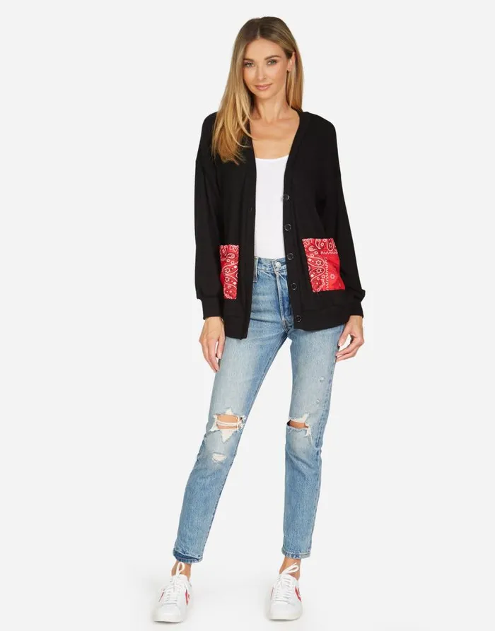 Ingrid Bandana Lip Black Red Bandana Women Lauren Moshi Sweaters and Knits