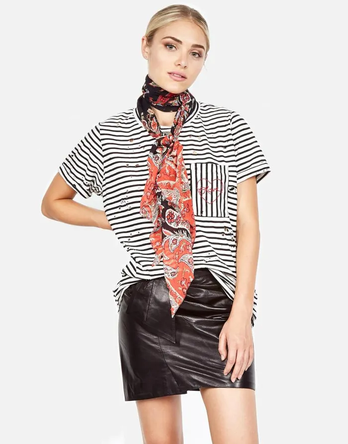 Iris Love Brat Heart Love Stripe Black Women Lauren Moshi Short Sleeve