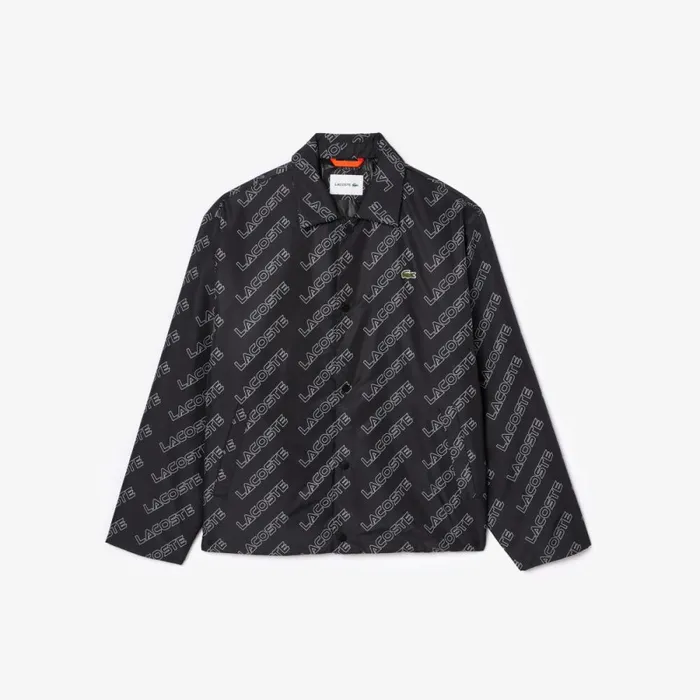 Jackets and Coats Men Lacoste Men039s HighNeck Graphic Print ZipUp Jacket Black 031