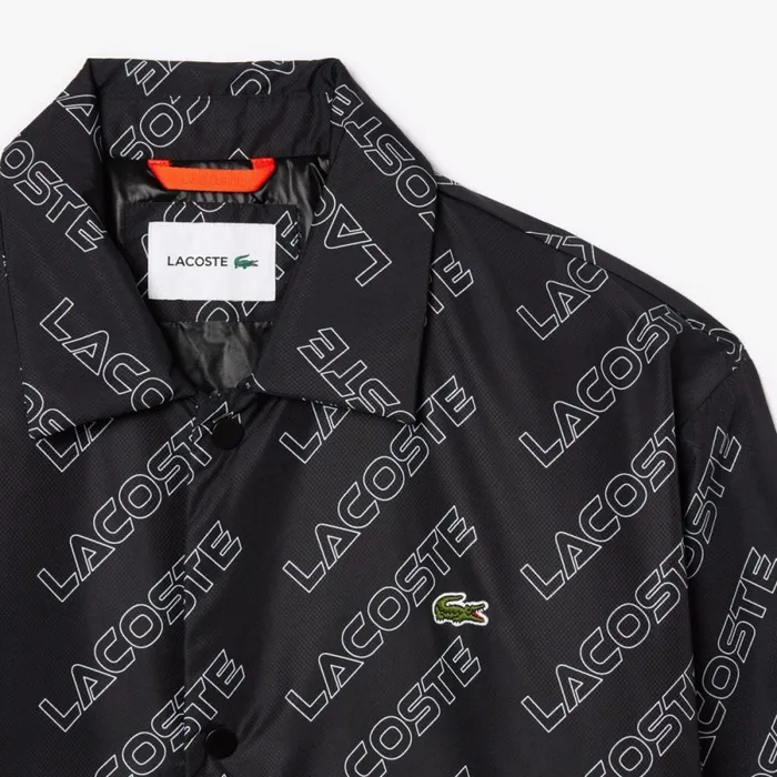 Jackets and Coats Men Lacoste Men039s HighNeck Graphic Print ZipUp Jacket Black 031