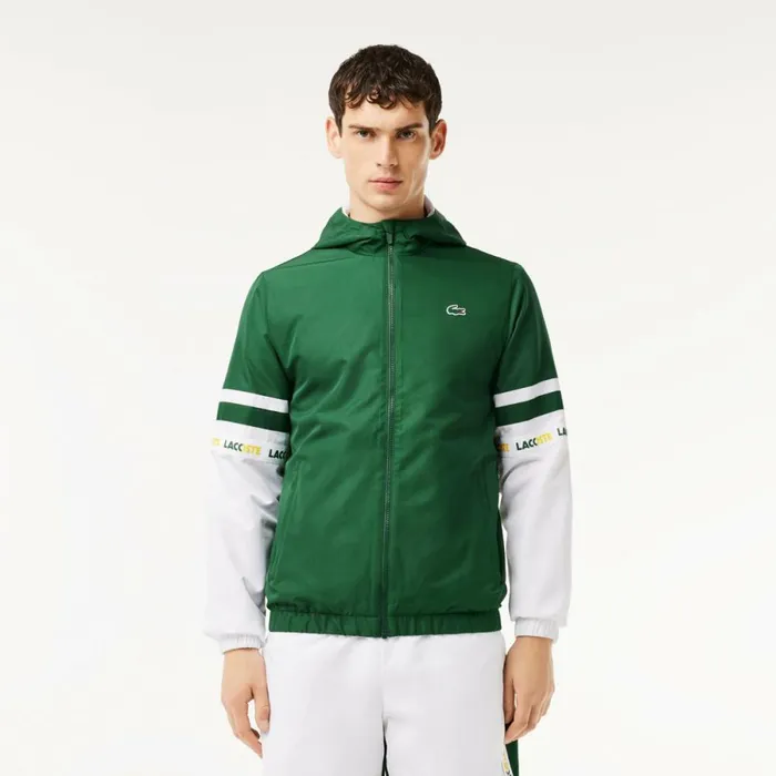 Jackets and Coats Men Lacoste Men039s Logo Stripe Tennis Jacket Green White 291