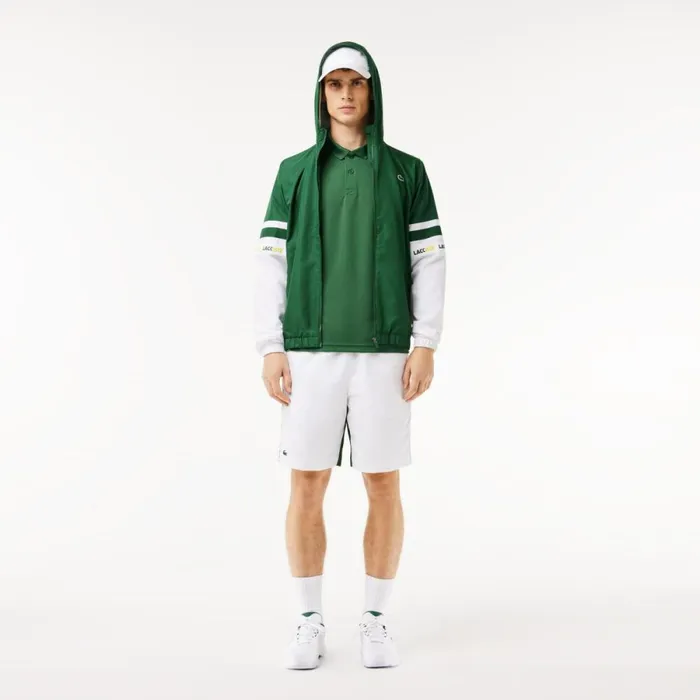 Jackets and Coats Men Lacoste Men039s Logo Stripe Tennis Jacket Green White 291