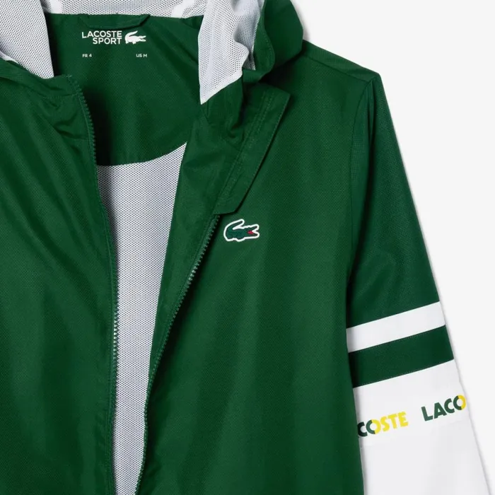 Jackets and Coats Men Lacoste Men039s Logo Stripe Tennis Jacket Green White 291