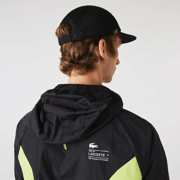 Jackets and Coats Men Lacoste Men039s SPORT Packable Windbreaker Black Yellow 60r