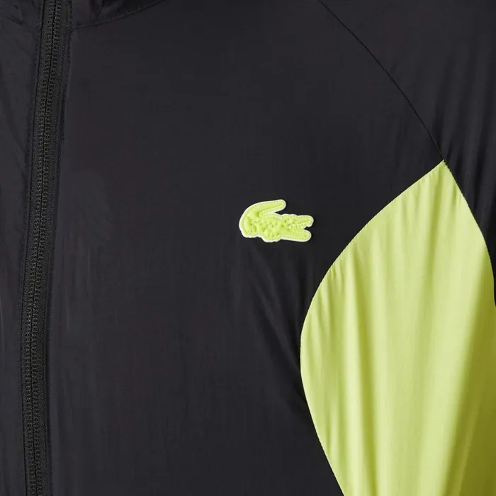 Jackets and Coats Men Lacoste Men039s SPORT Packable Windbreaker Black Yellow 60r